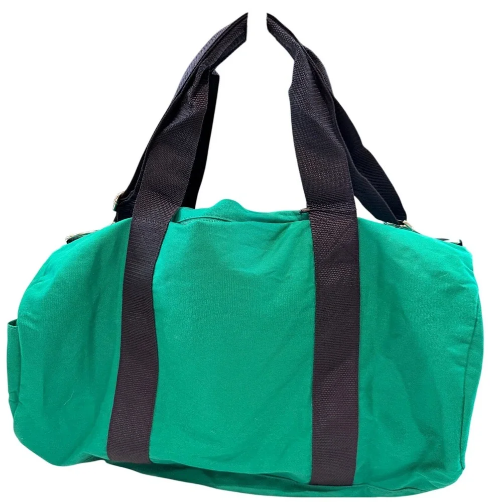 Tommy Hilfiger Duffel Bag Green Navy Trim Logo‎ Stripe Gym Travel Carry On NEW
